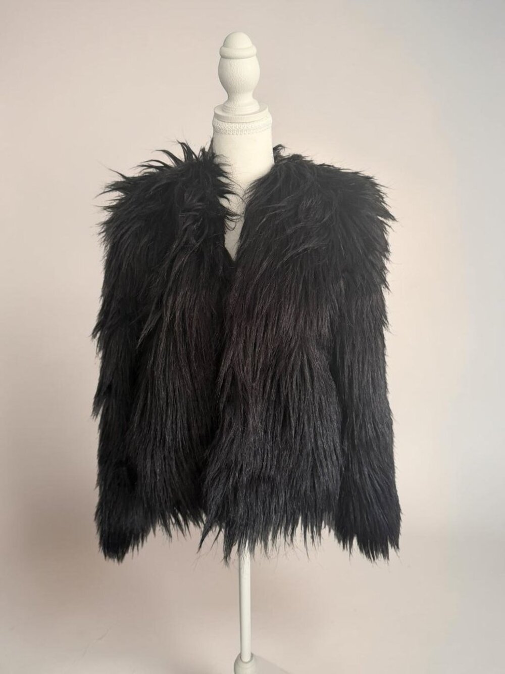 H&M Limited Edition Black Faux Fur Jacket Coat Size US 8